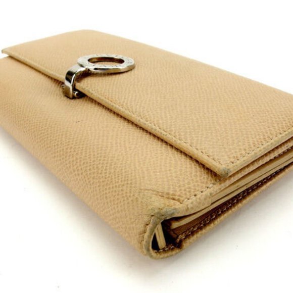 Bvlgari Wallet Purse Long Wallet Beige Silver Woman Authentic Used - Picture 3 of 6